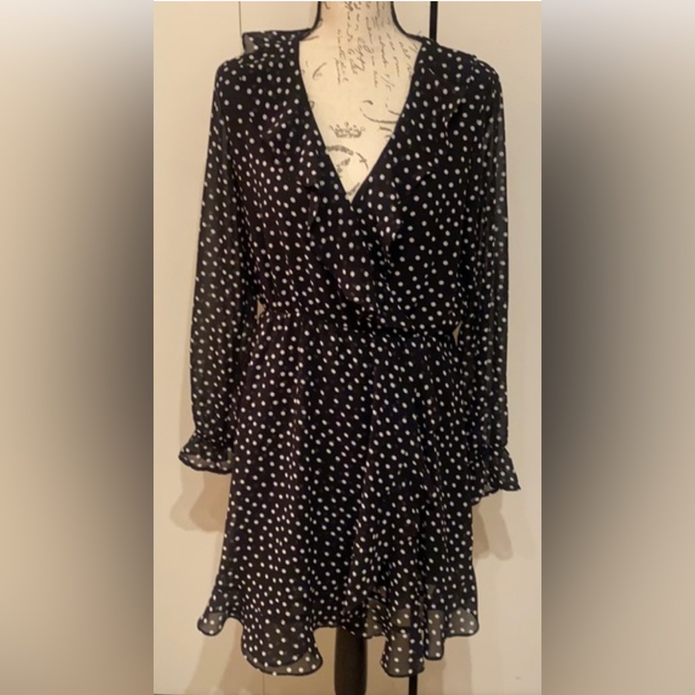 H&M Black Dress with White Dots DIVIDED Size 6